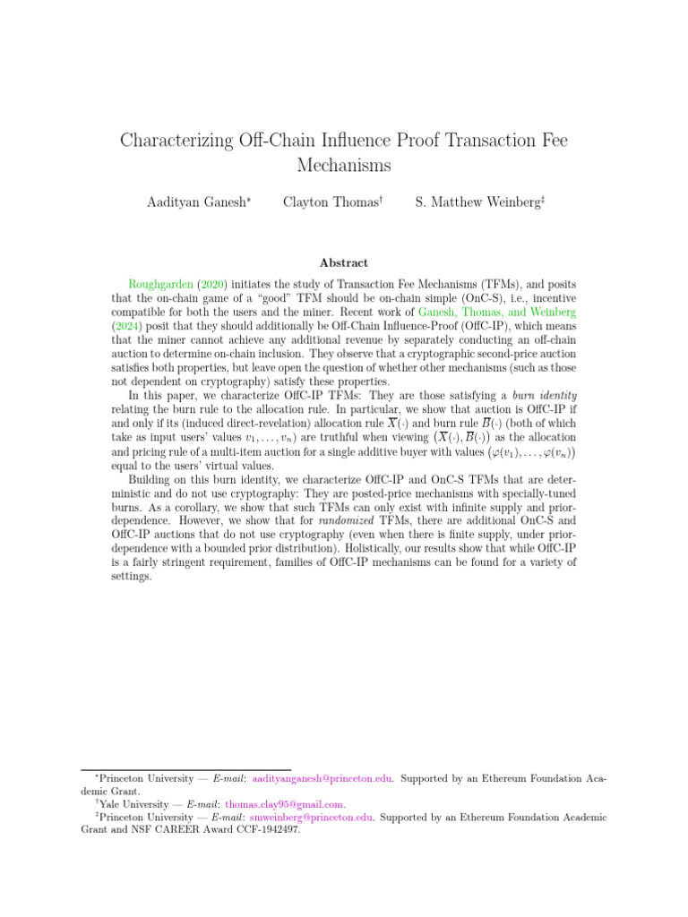 Off Chain Influence Proof Transaction Fee Mechanisms 1765981456 | PDF ...
