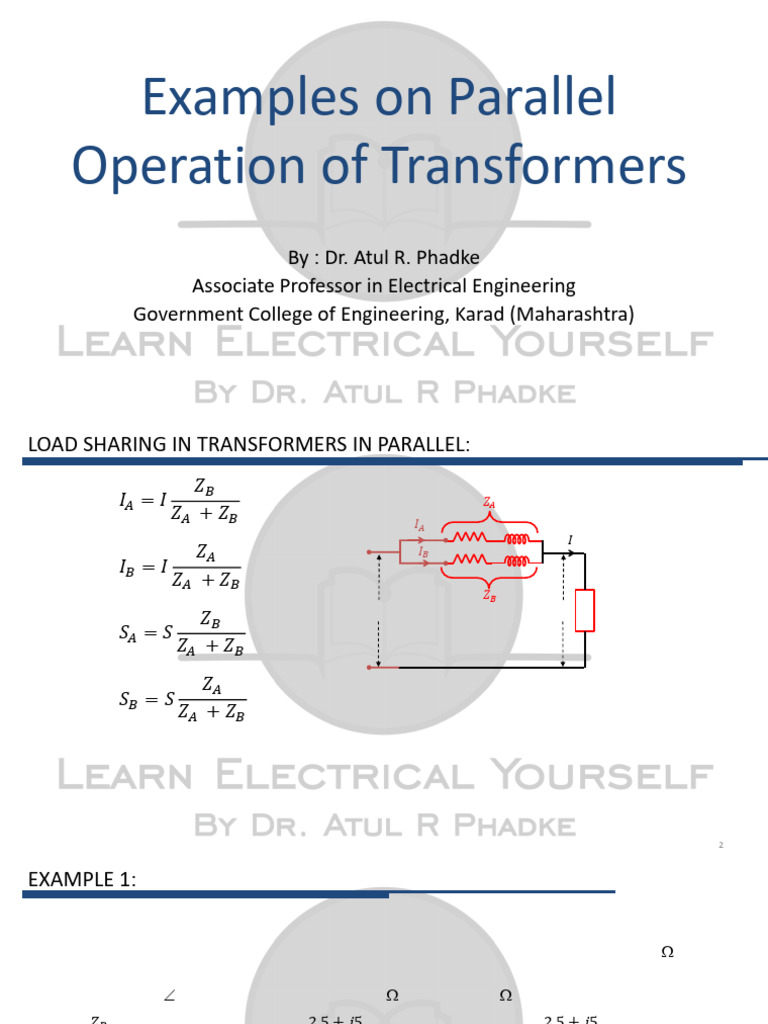 Parallel Transformer Operation Examples | PDF | Transformer | Computer ...