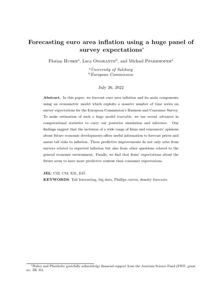 Euro Area Inflation Forecasting Insights | PDF | Inflation | Forecasting