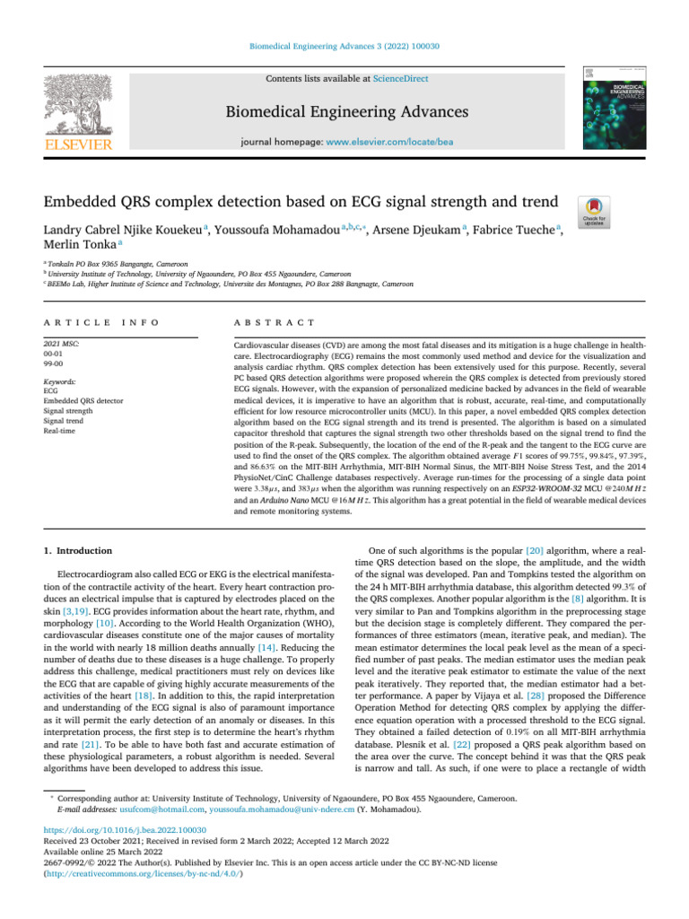 Embedded QRS Detection in ECG Signals | PDF | Electrocardiography ...