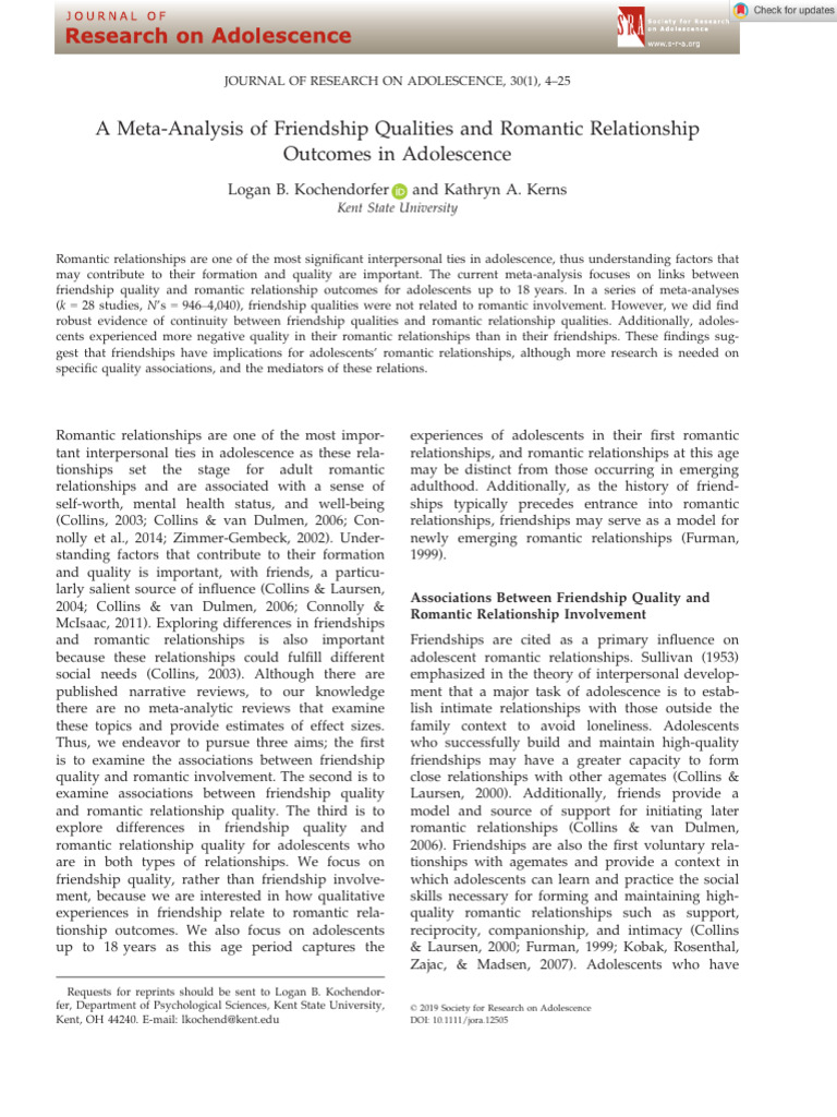 Artigo Outcomes | PDF | Friendship | Intimate Relationships