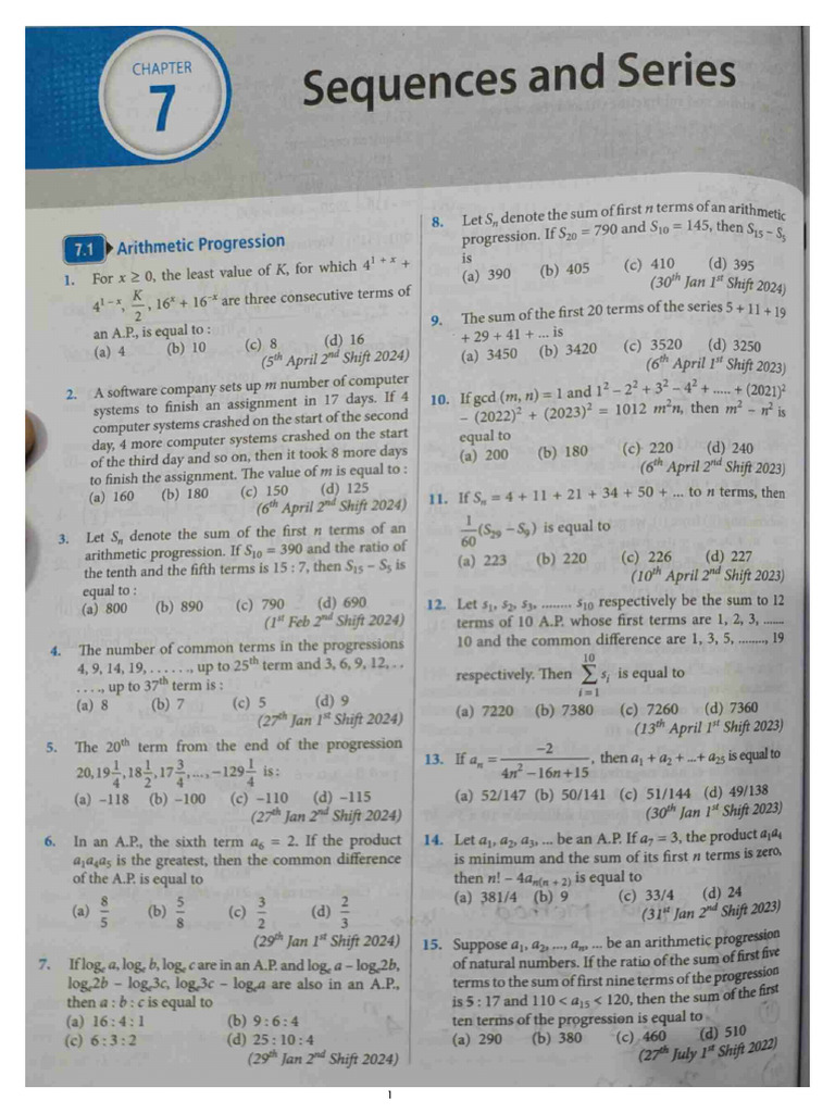 Sequence and Series Jee Pyqs | PDF