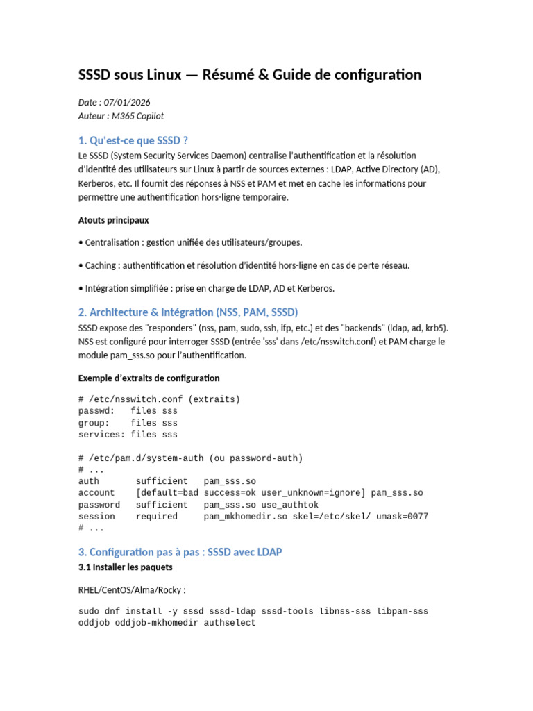 Guide de configuration SSSD sous Linux | PDF | Active Directory ...