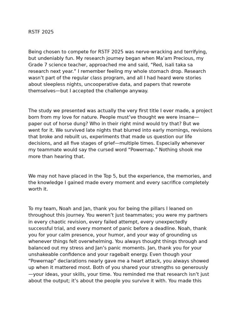 My RSTF 2025 Research Journey | PDF