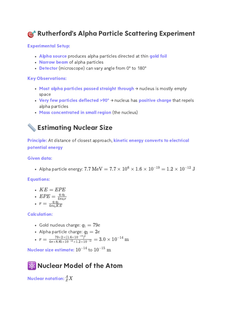 Rutherford's Alpha Particle Experiment | PDF | Atomic Nucleus | Neutron