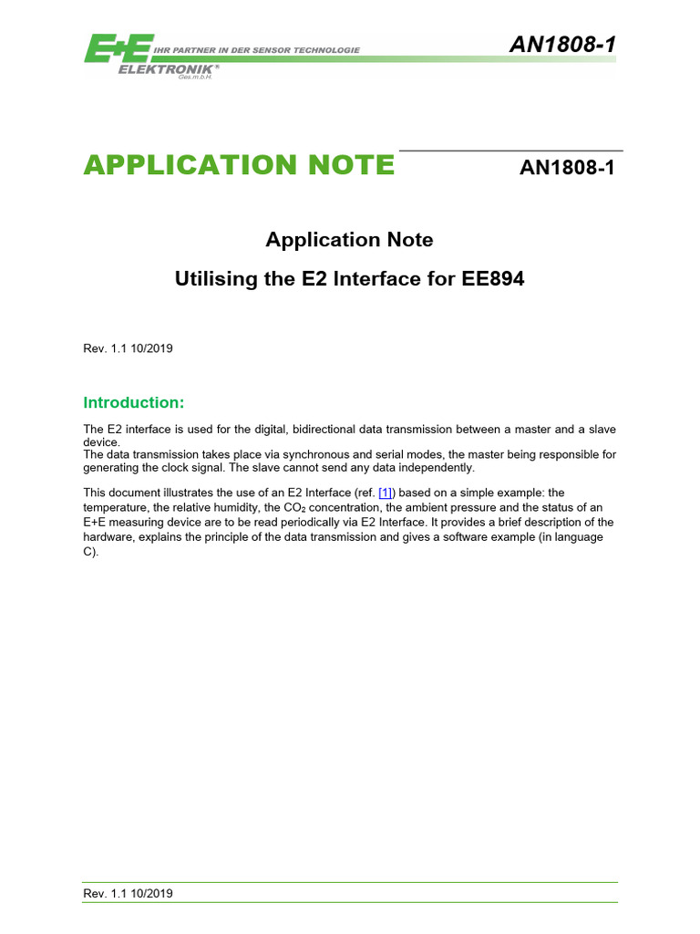 E2 Interface Guide for EE894 Sensors | PDF | Transmission Control ...