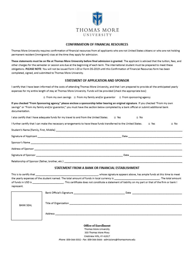 Proof of Finance Form NEW 2024 | PDF | Banks