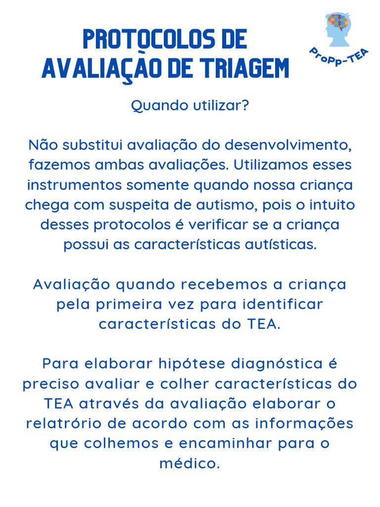Protocólos de Triagem para TEA | PDF