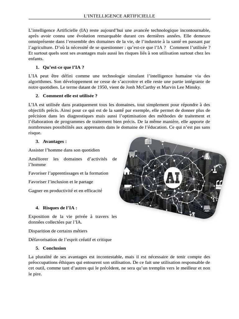 Comprendre l'Intelligence Artificielle | PDF