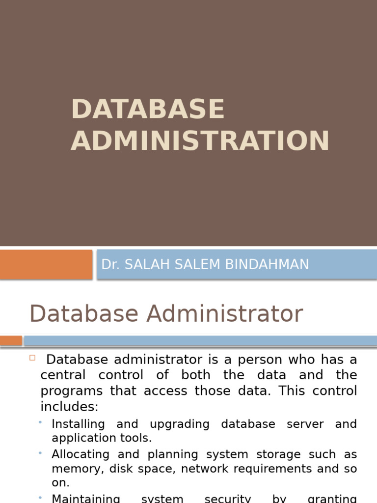 Database Administration and SQL Server Overview | PDF | Databases ...