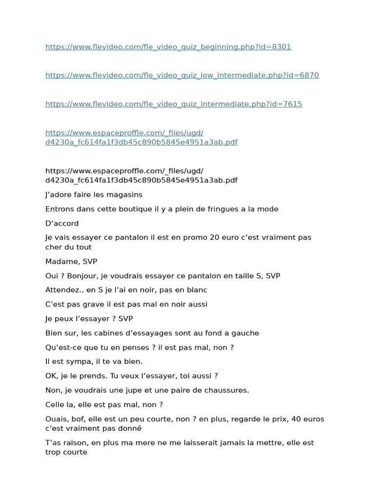 Dans Un Boutique | PDF