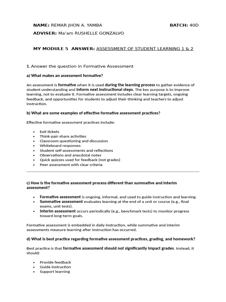 Formative Assessment Strategies Explained | PDF | Educational ...