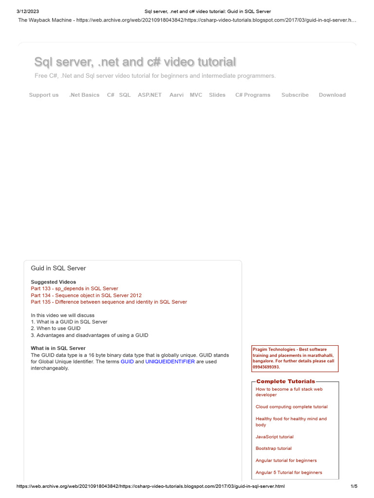136 Guid in SQL Server | PDF | Microsoft Sql Server | Language ...