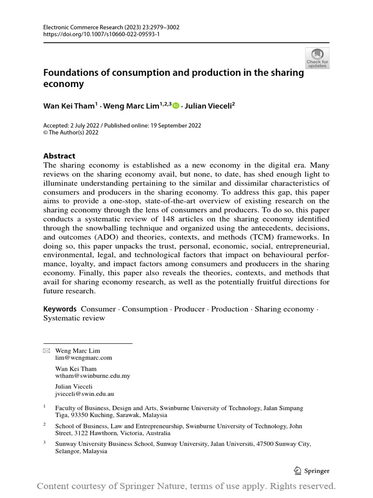 Understanding the Sharing Economy Dynamics | PDF | Cost Of Living ...