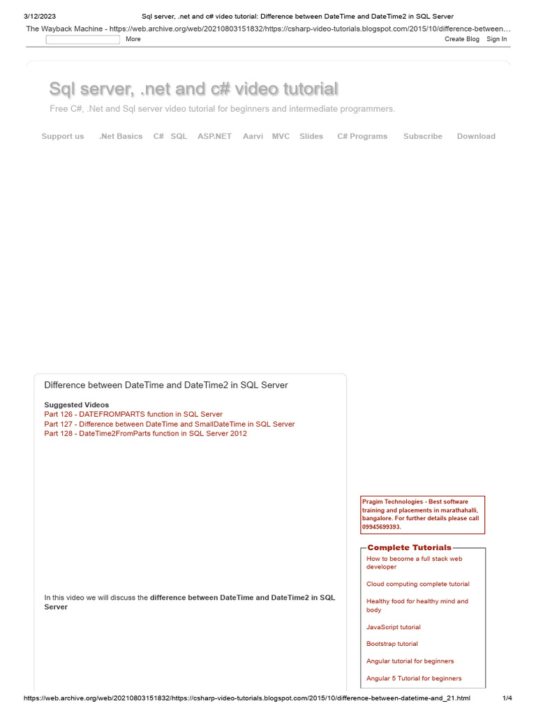 Difference Between DateTime and DateTime2 | PDF | Entity Framework ...