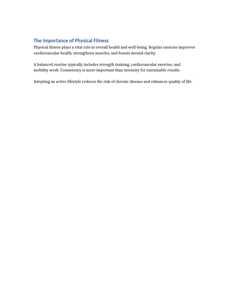 The Importance of Physical Fitness | PDF