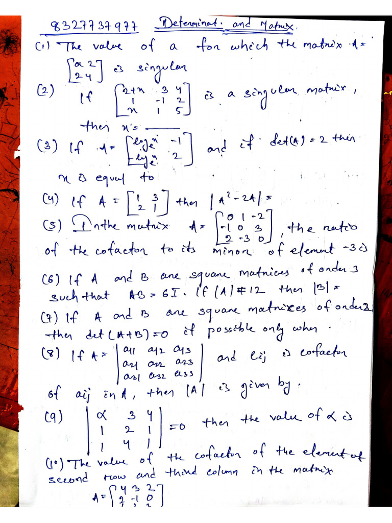 Determinats and Matrix Short Questions | PDF