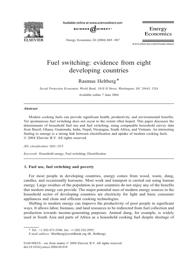 Heltberg. Fuel Switching | PDF | Regression Analysis | Dependent And ...