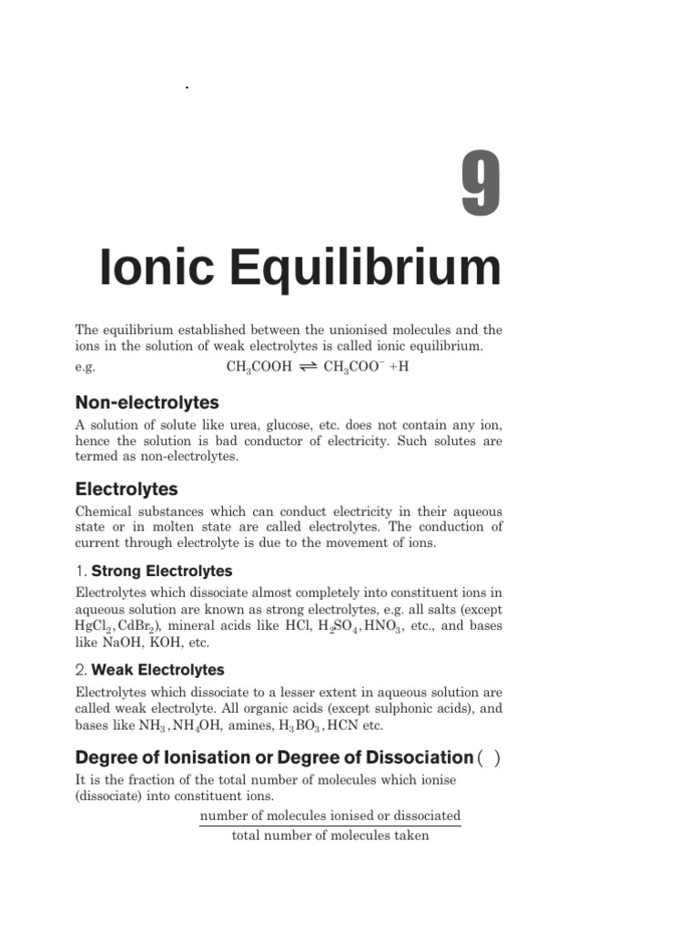 Understanding Ionic Equilibrium Concepts | PDF | Acid Dissociation ...