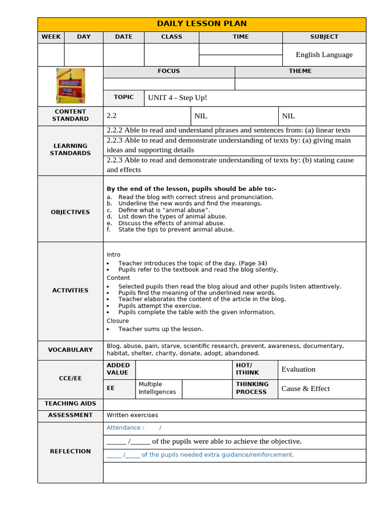 Year 6 Lesson Plan Textbook Page 34 | PDF | Teachers | Lesson Plan