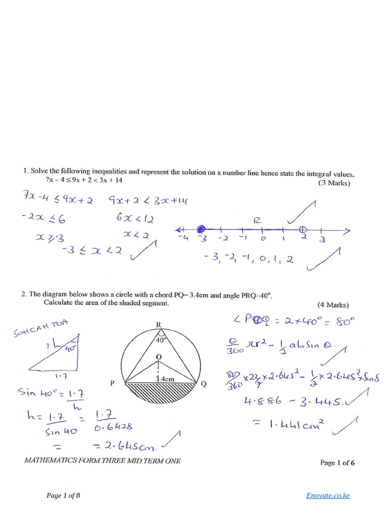 Mathematics f3 Ms | PDF