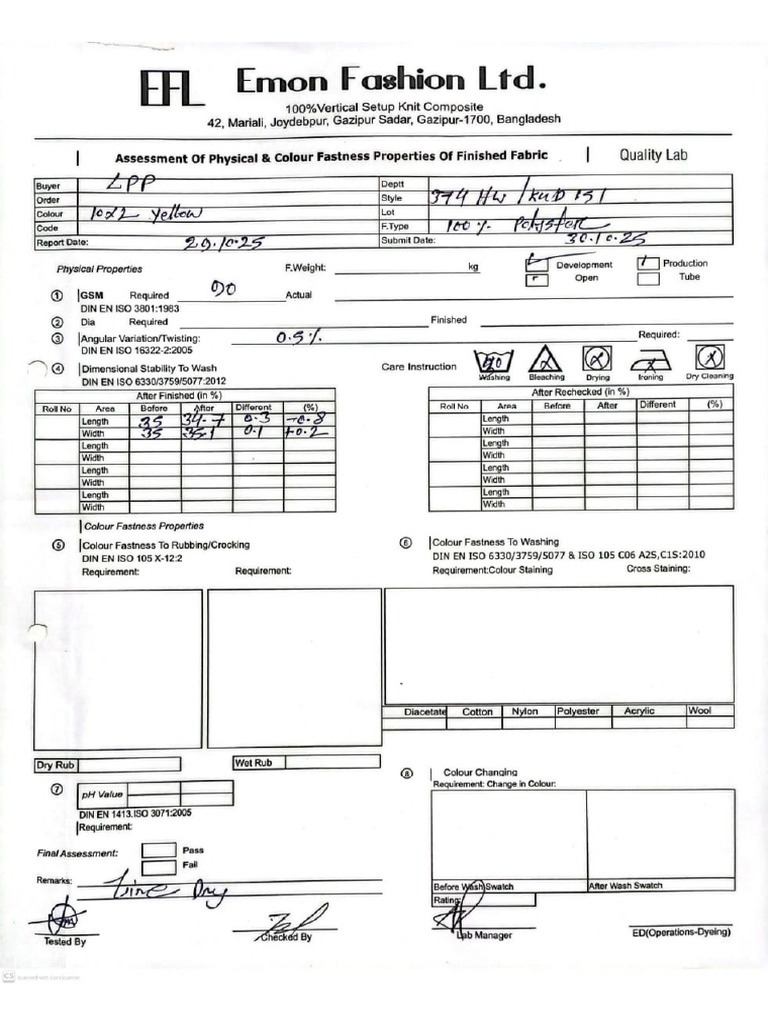 Inhouse Lab Test Report | PDF