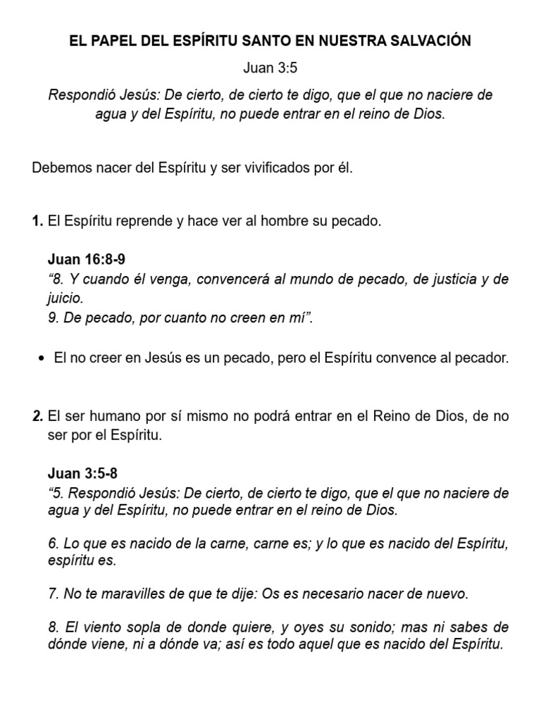 El Papel Del Espíritu Santo en Nuestra Salvación | PDF