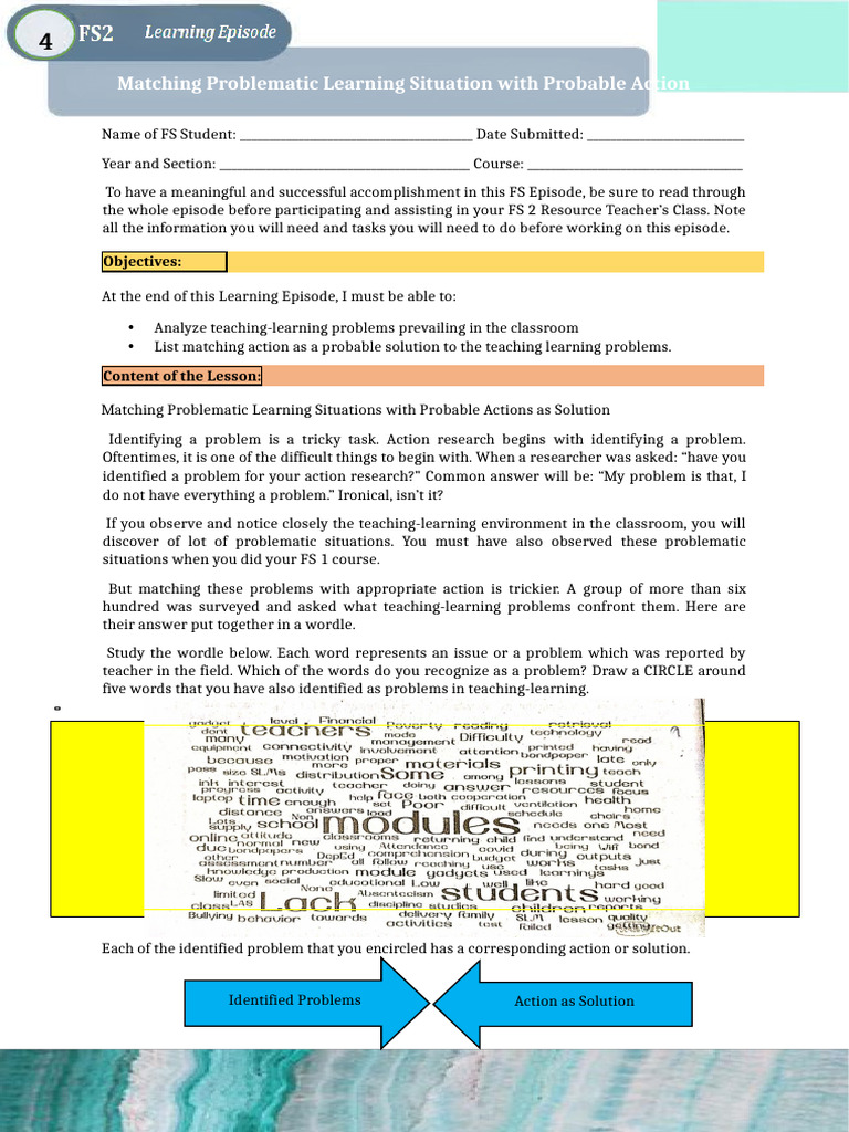 Analyzing Classroom Learning Problems | PDF | Learning | Mentorship