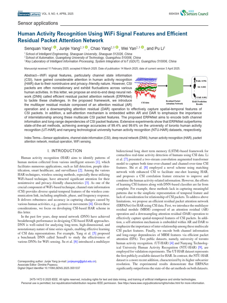 WiFi-Based Human Activity Recognition Using ERPANet | PDF | Deep ...