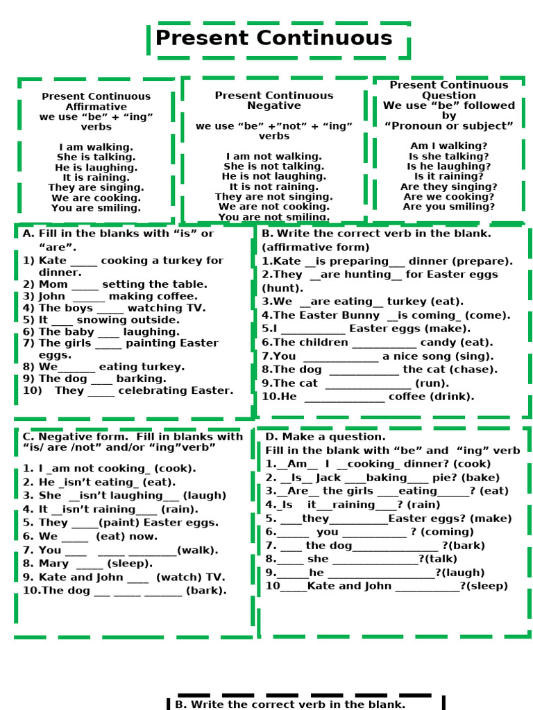 Present Continuous Tense Guide | PDF