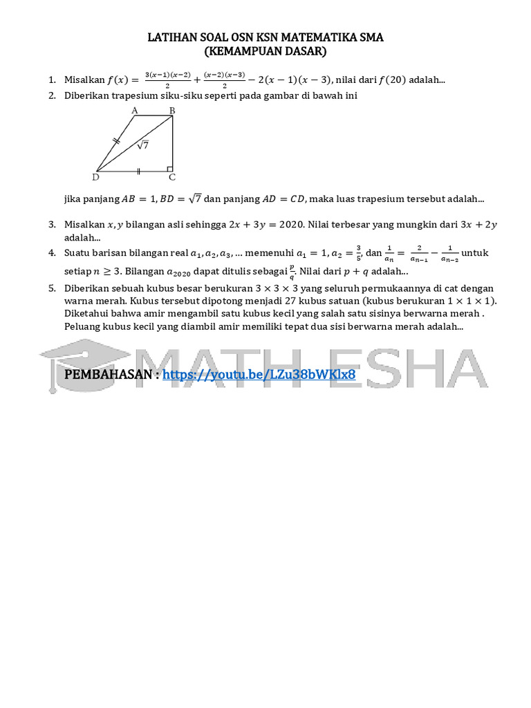 Latihan Soal Osn Matematika Sma | PDF
