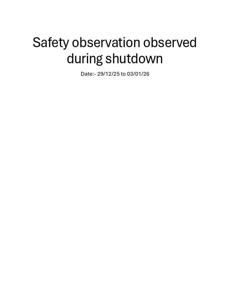 Shutdown Maruti Observation Details | PDF