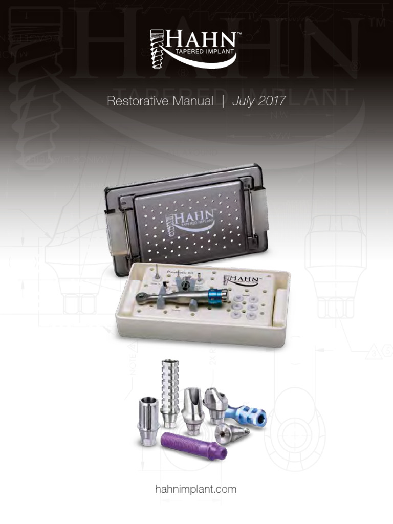 Hahn Tapered Implant System Manual | PDF | Dental Implant | Prosthesis