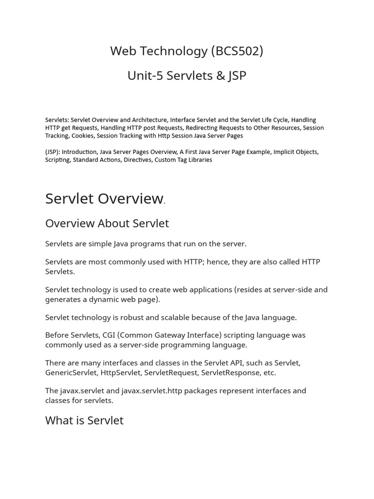 Servlets and JSP Overview Guide | PDF | Http Cookie | Networking