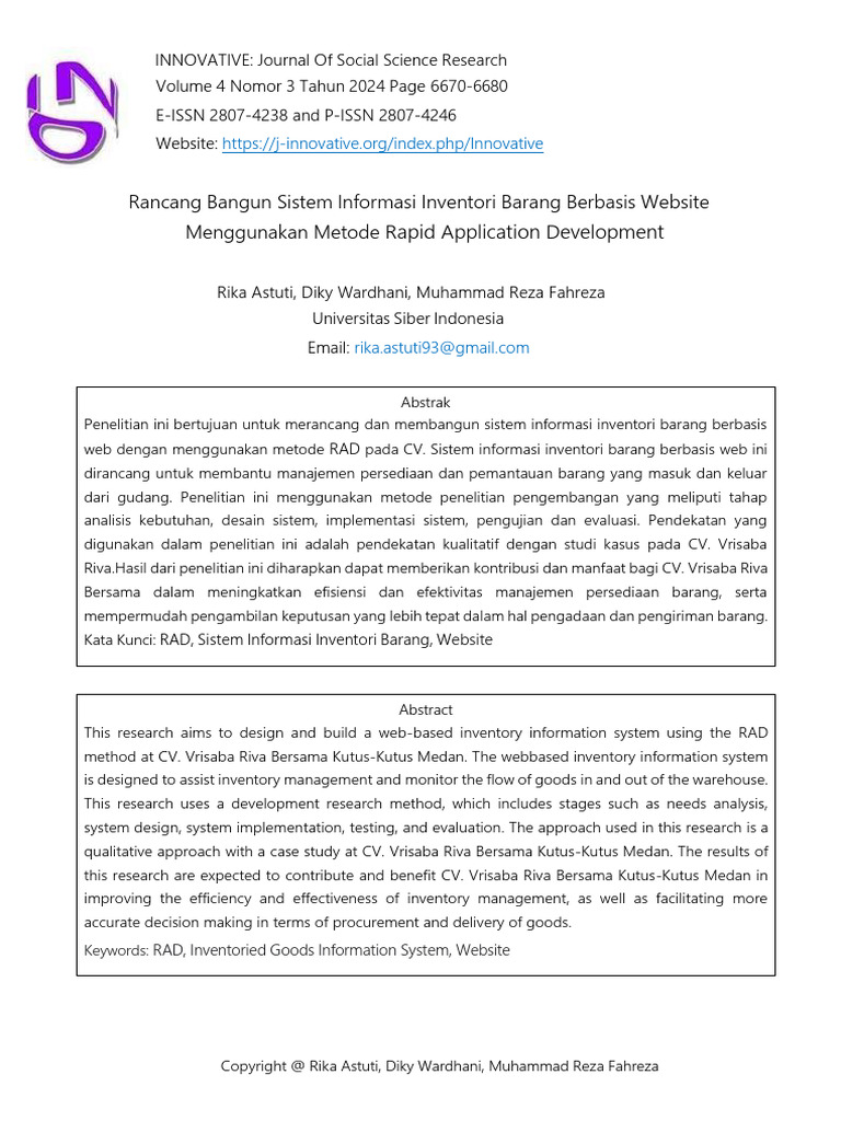 Sistem Inventori Barang Berbasis Web RAD | PDF