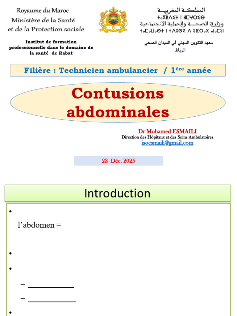 Contusions abdominales : diagnostic et traitement | PDF | Saignement ...