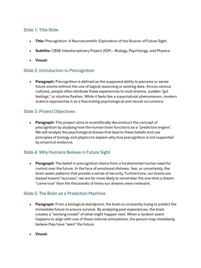 Neuroscience of Precognition Explained | PDF