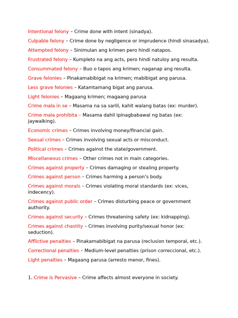 Types of Felonies and Crimes Explained | PDF | Crimes | Crime & Violence