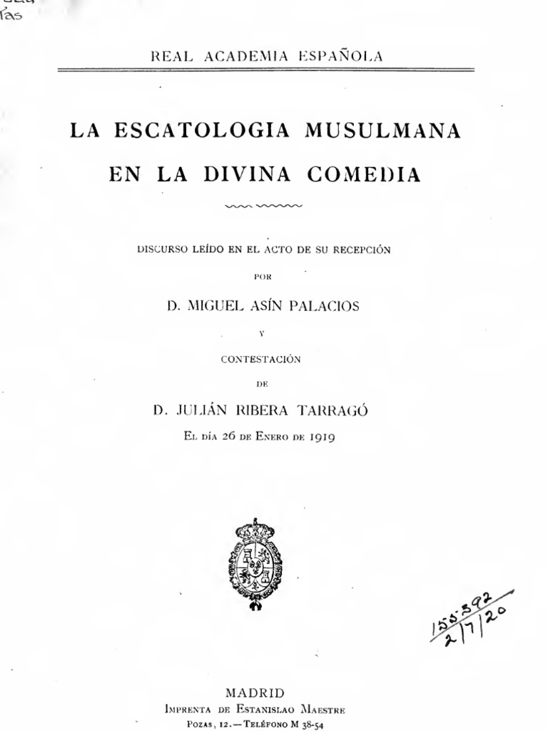 Miguel Asín Palacios, La Escatologia Musulmana en La Divina Comedia