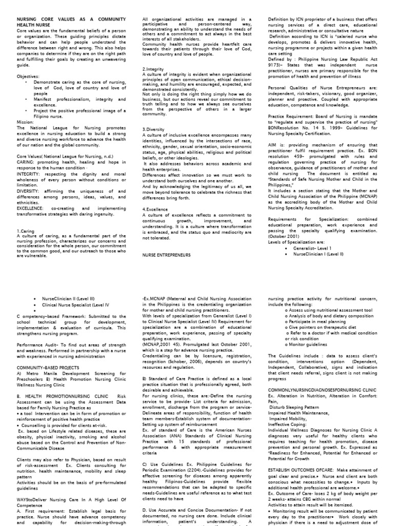 Nursing Core Values As A Community Health Nurse | PDF | Nursing | Value ...