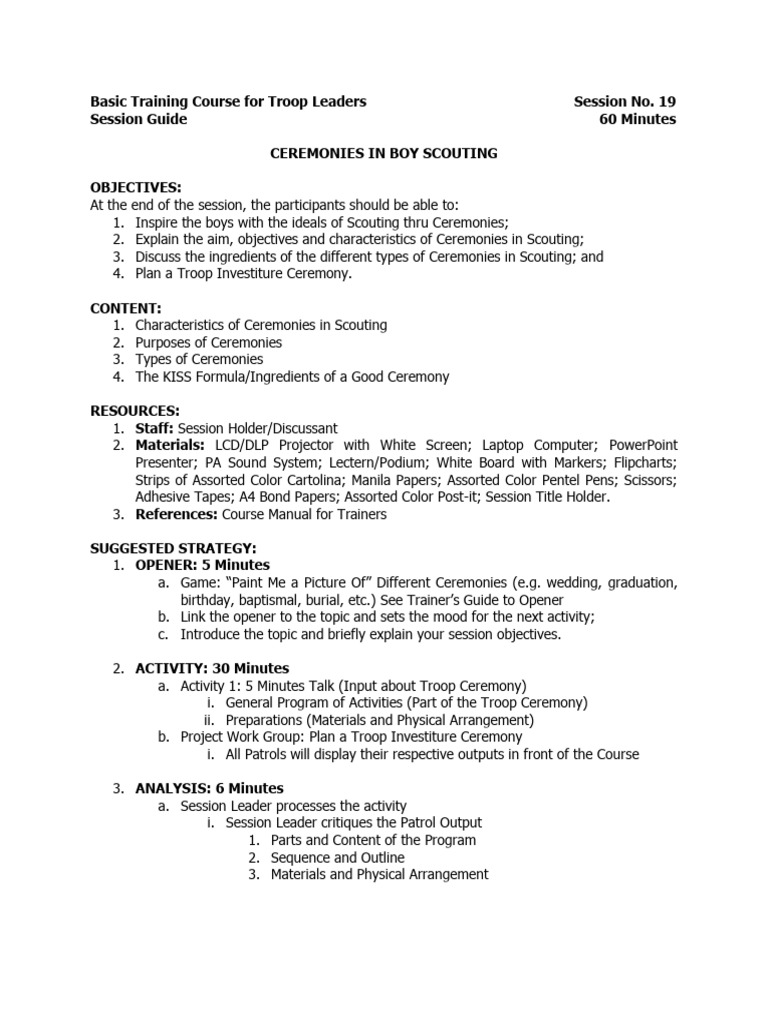 Scouting Ceremonies Training Guide | PDF | Scouting