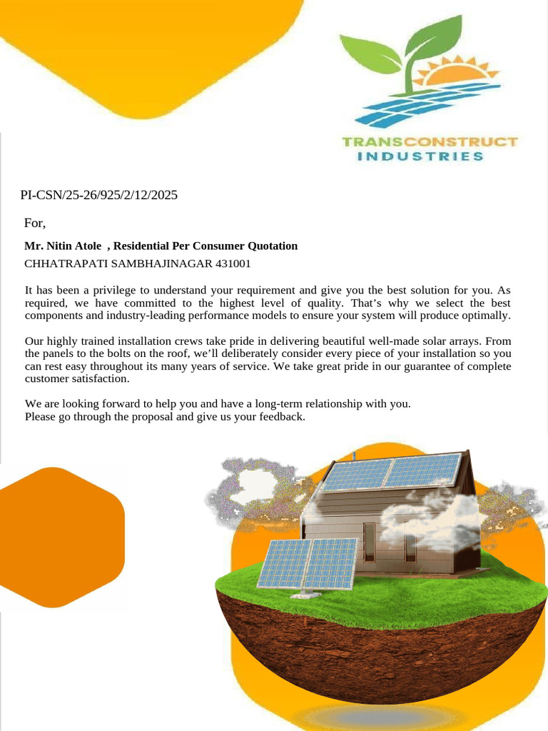 Customized Solar PV System Quotation | PDF | Photovoltaic System ...