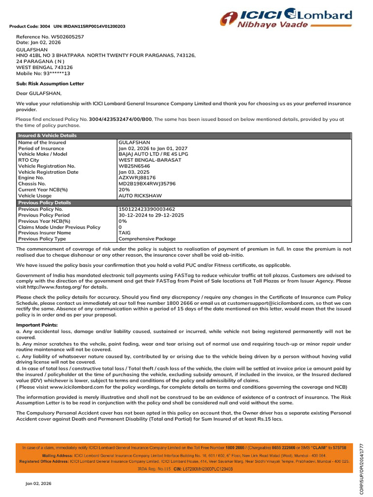 WB25N6546 | PDF | Insurance | Pro Rata