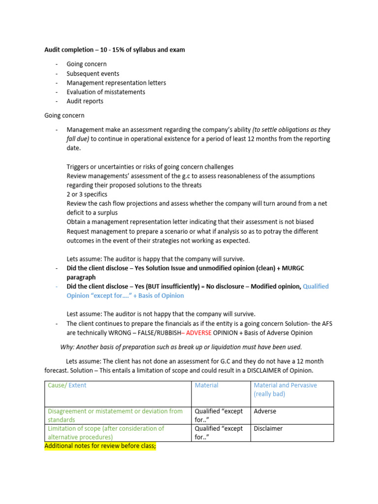 Audit Report Essentials: Going Concern & KAMs | PDF | Going Concern ...
