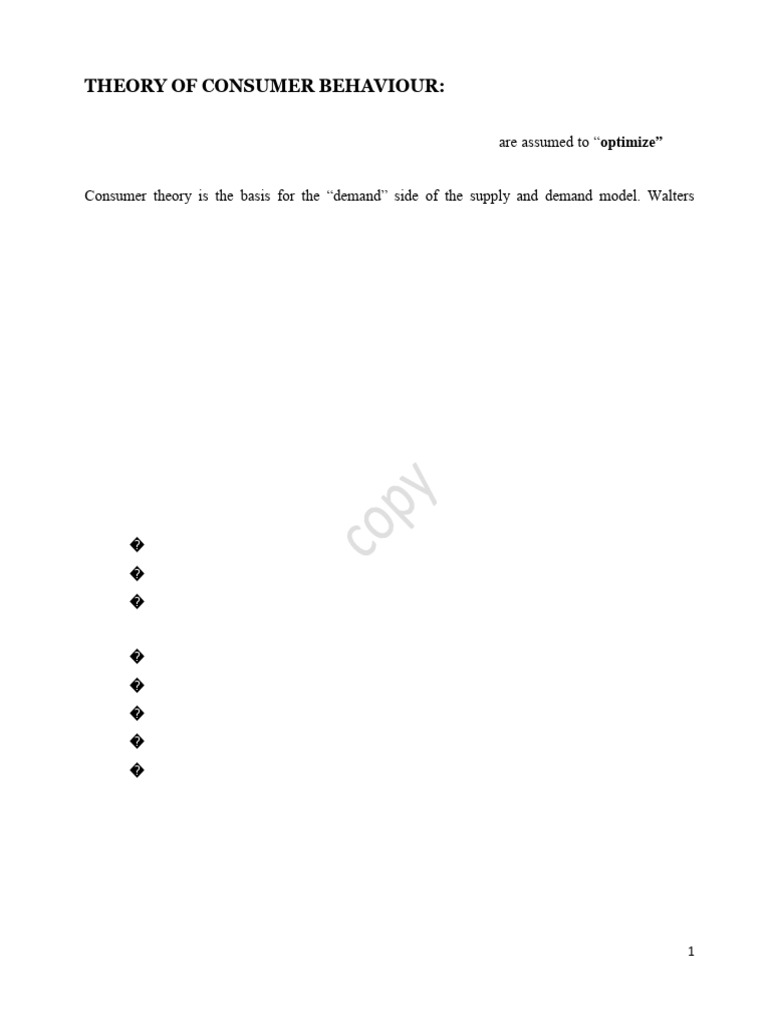 Consumer Behavior and Utility Theory | PDF | Utility | Demand