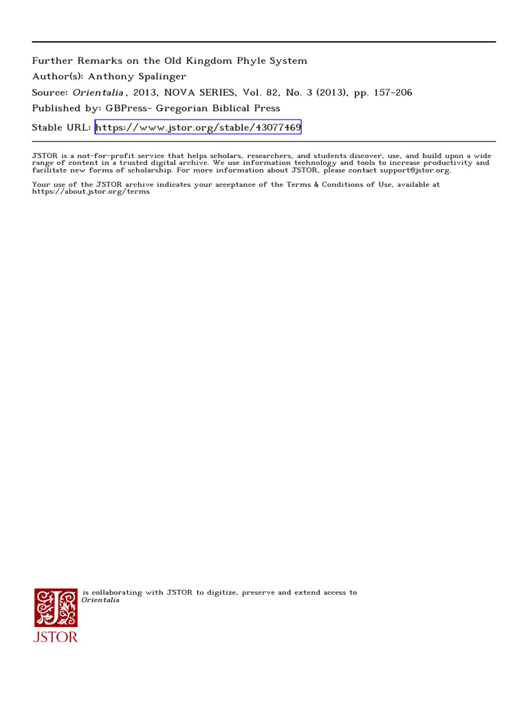 Further Remarks on the Old Kingdom Phyle System | PDF