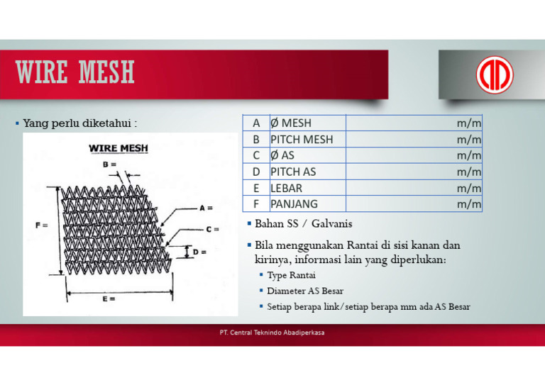 Spesifikasi Wire Mesh dan Rantai | PDF