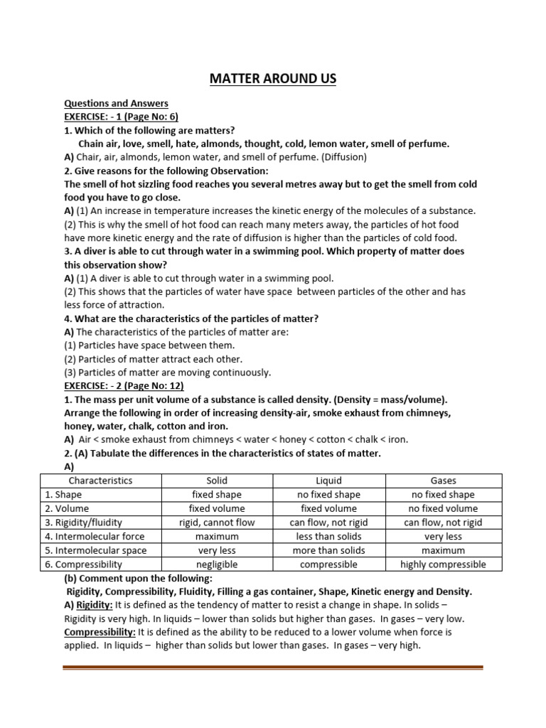 9th PS Notes | PDF | Matter | Water