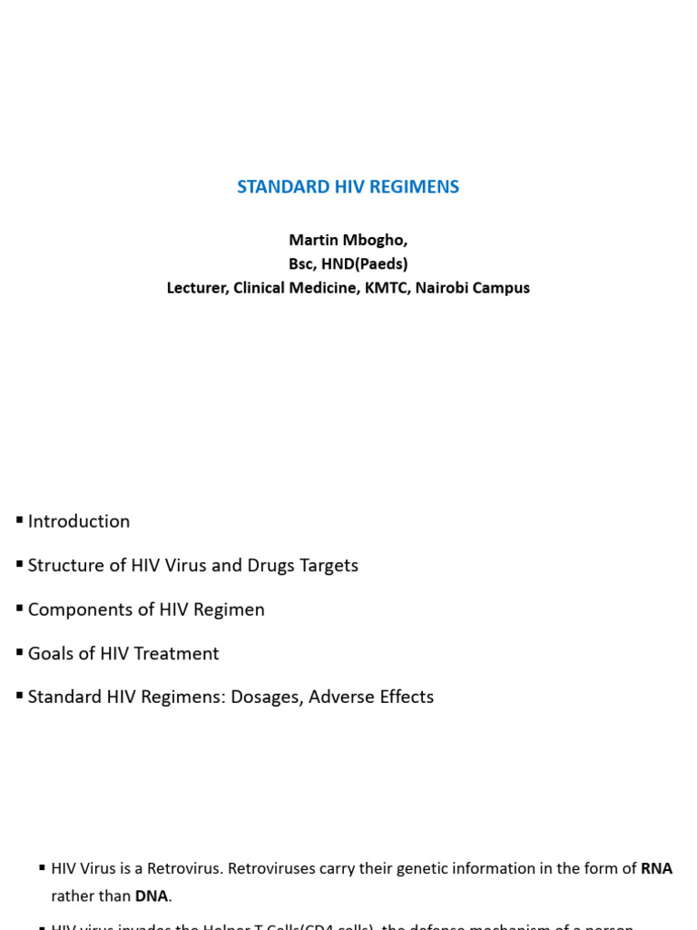 Standard Hiv Regimens | PDF | Management Of Hiv/Aids | Hiv
