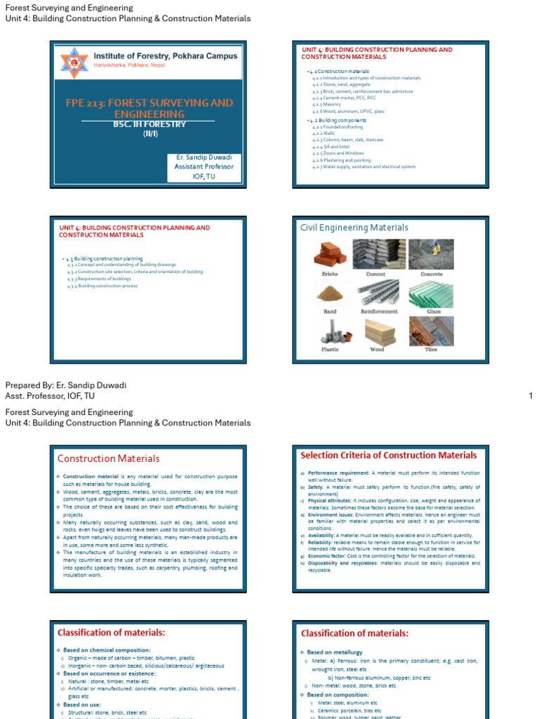 Building Construction Materials Overview | PDF | Concrete | Masonry